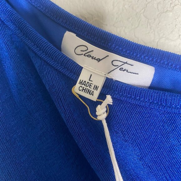 One-Shoulder Ruched Royal Blue Midi Dress By Cloud Ten Size L Stretch Party - Picture 5 of 13